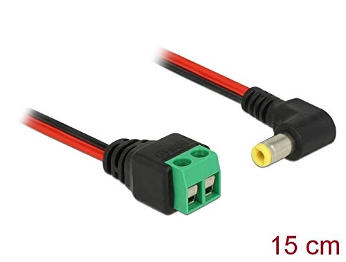 Delock Kabel DC 5,5 x 2,5mm Stecker zu Terminalblock 2 Pin 15cm gewinkelt von DeLOCK