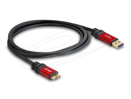 Delock Kabel USB 3.0 Typ-A Stecker > USB 3.0 Typ Micro-B Stecker 2 m Premium, 82761, Rot, Schwarz von DeLOCK
