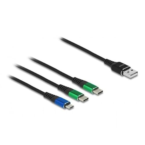 Delock USB Ladekabel 3 in 1 Typ-A zu Micro USB / 2 x USB Type-C 1 m von DeLOCK