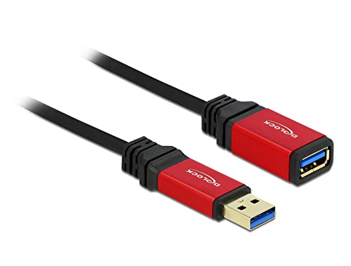 Delock Verlängerungskabel USB 3.0 Typ-A Stecker > USB 3.0 Typ-A Buchse 5 m Premium, schwarz rot, 82755 von DeLOCK