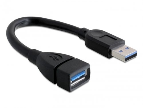 USB 3.0 Verlängerungskabel Stecker A Buchse A, schwarz, 0,15m, Delock® [82776] von DeLOCK