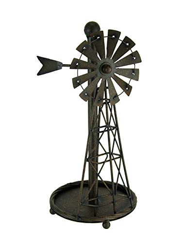 Distressed Metal Art Windmill Papierrollenhalter Papierhandtuchhalter Küchentollenhalterung von De Leon Collections