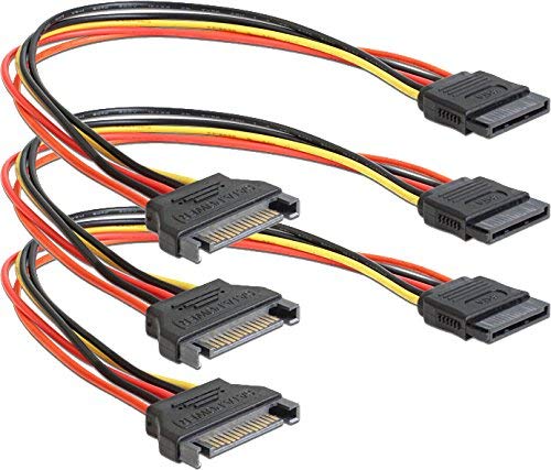 3x DeLock Spannungsversorgungs-Verlängerungskabel - 15 PIN SATA Power (M) - 15 PIN SATA Power (W) von DeLOCK