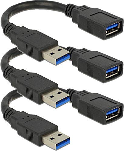 3x Delock Verlängerungskabel USB 3.0 Stecker an Buchse, 15 cm von DeLOCK