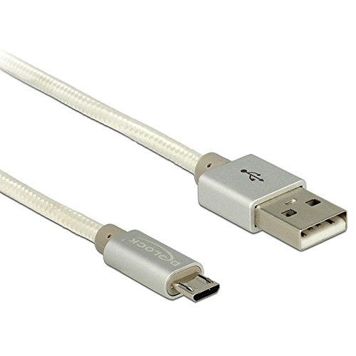 Delock USB Kabel 83916 A -> Micro-B St/St 1.00m weiß Textilmantel von DeLOCK