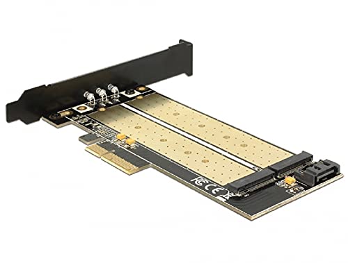 Delock PCI Express X4 Karte > 1 x intern m.2 Key B + 1 x intern NVMe m.2 Key m - Low Profile Formfaktor von DeLOCK