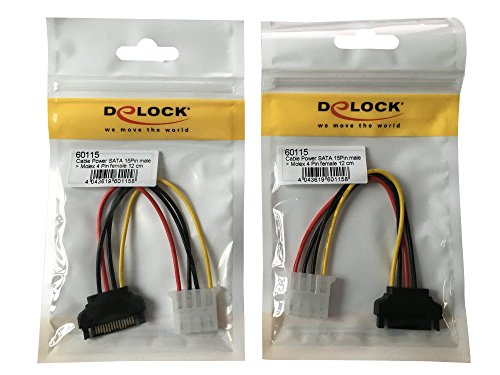 DeLOCK Stromkabel SATA 15Pin -> Molex 4Pin St/Bu (2er-Pack) von DeLOCK