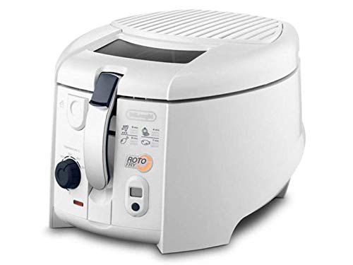 De'Longhi Roto-Fry F28533.W1 Rotofritteuse | System für 50 % weniger Öl | Easy Clean System | Antihaft-Beschichtung | mit herausnehmbarem Frittierbehälter | Timer | weiß von De'Longhi