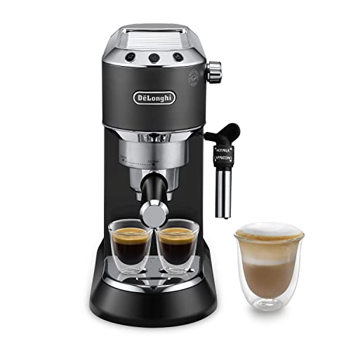 De'Longhi Dedica Style EC 685.B – Espresso Siebträgermaschine, Espressomaschine mit professionellem Milchaufschäumer, nur 15 cm breit, für Kaffeepulver oder ESE Pads, 1 l Wassertank, schwarz von De'Longhi