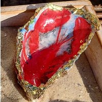 Das Ist "The Artsy Oyster" Im Hummer-Design, Große Austernschale Mit Blattgold Verziert, Vielseitig Nutzbarer Hingucker Wow - Effekt von DePinhoArtworks