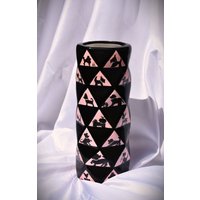 Große Besonders Schöne Vase in Schwarz Und Rosa, Liebevoll Mit Hundemotiven Im Scherenschnitt - Design Gestaltet, Glitzerelementen von DePinhoArtworks