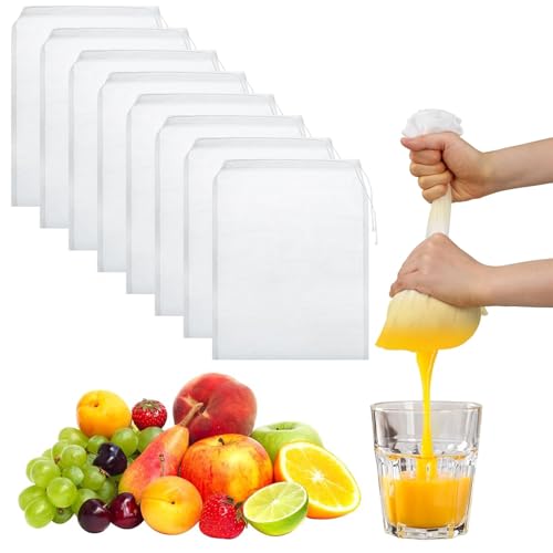 8 Stück passiertuch, nussmilchbeutel Wiederverwendbar, 20x30cm Nylon Beutel für Nussmilch/Käse/Soße, Passiertuch mit Kordelzug – Küchenutensilien für Kaffee, Joghurt, Fruchtsaft 8 Stück passiertuch, nussmilchbeutel Wiederverwendbar, 20x30cm Nylon Beutel für Nussmilch/Käse/Soße, Passiertuch mit Kordelzug – Küchenutensilien für Kaffee, Joghurt, Fruchtsaft von DePro