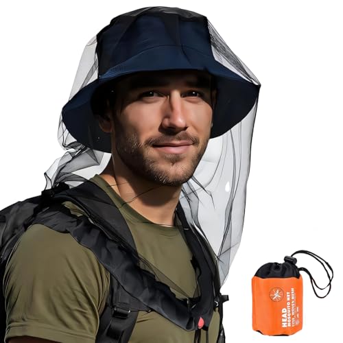 Moskitonetz Kopf, Mückenschutz Kleidung, Insektenschutznetz mit Beutel für Camping, Wandern, Angeln, Gartenarbeit, Imkerei, Größe 99 x 66 cm, Schwarz von DePro