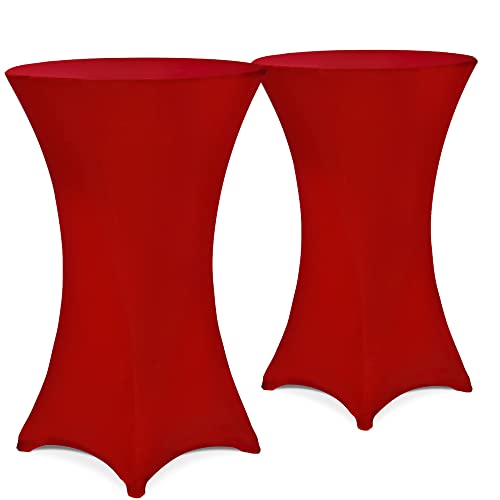 DeTeX® 2X Stehtisch Hussen Ø 60-65/70-75/80-85cm Viele Farben 30°C Waschbar Verstärkte Standfüße Stehtischhusse Überzug Stretch (Ø 70-75cm, Rot) von DeTeX