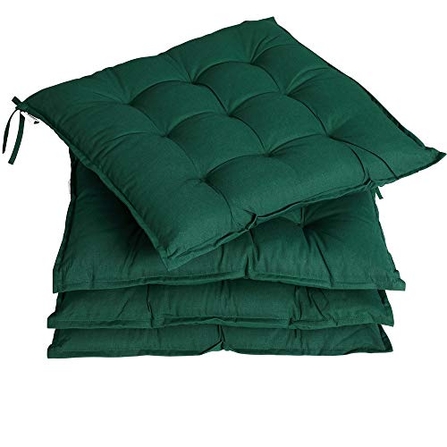 DeTeX® 4er Set Stuhlkissen 41x37x5cm Bänder Viskoeffekt Indoor Outdoor Stuhlauflage Kissen Sitzkissen Auflage Polster Grün von DeTeX