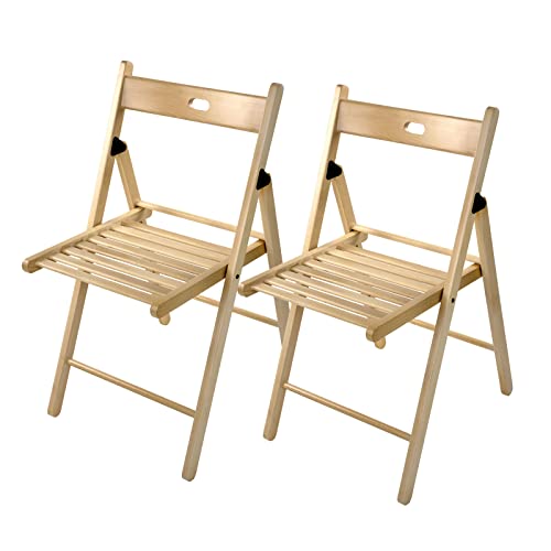 DeTec 2 x Holzklappstuhl Klappstuhl Gartenstuhl Gartenmöbel Bistrostuhl Garten Stuhl - Buche - Rustikal - Outdoor - Klappbar - 2 Stück - Max. Belastbarkeit 100 kg von DeTec