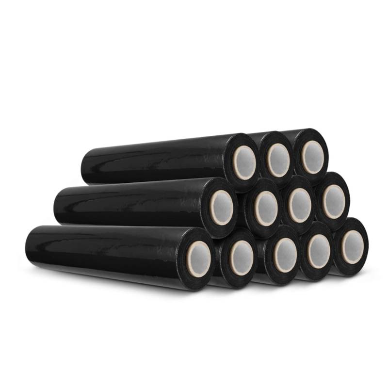 DeTec. 12 Rollen a 300 M Schwarz Stretchfolie Versandfolie Verpackungsfolie Wickelfolie von DeTec.