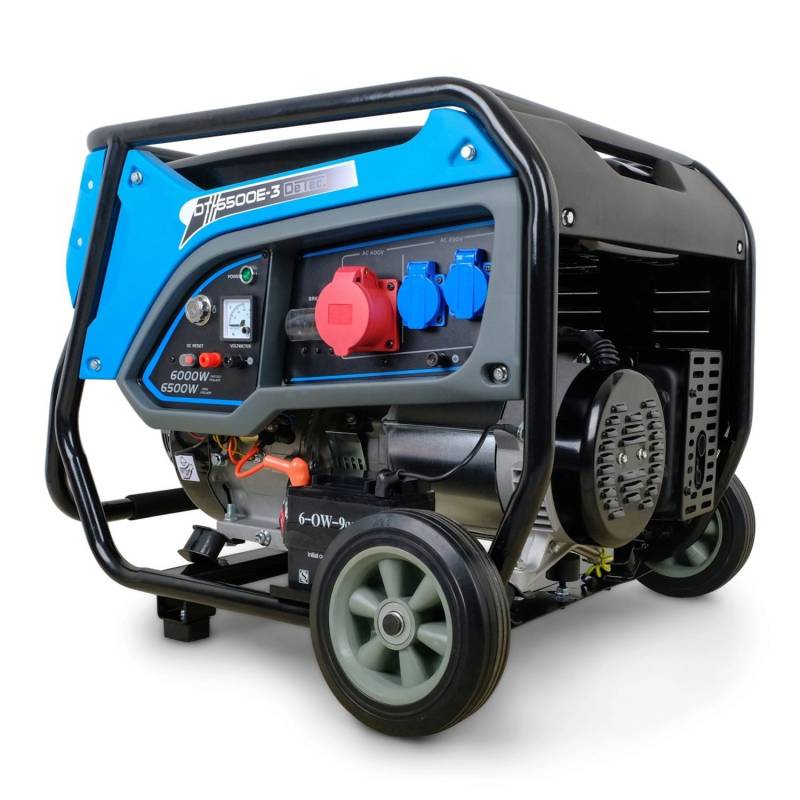 DeTec. Benzin Stromgenerator 15 PS Elektrostart Stromerzeuger 400V 2x 230V 6,5kW 3-Phasen Starkstrom Generator 4-Takt Motor Stromaggregat Leise 93dB von DeTec.