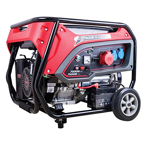 DeTec. DT-7500E-3 Benzin-Generator (7kW Dauerleistung, 7500 Watt max. Leistung, 2x 230V Schukoanschlüsse, 1x 400V CEE, 4-Takt Motor, Ölmangelsicherung) von DeTec.
