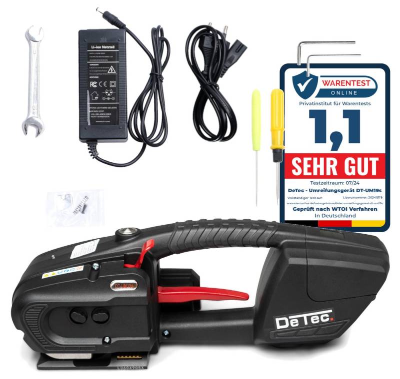 DeTec. Elektrowerkzeug-Set DT-UM19s Handumreifungsgerät mit Akku für Kunststoffbänder (PE und PP), Bandspanner, Handumreifer mit 1x 4,0 A/H Li-Ionen Akku von DeTec.