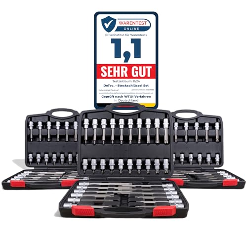 DeTec. Steckschlüssel Satz 1/2" Zoll 88 tlg. Innenvielzahn Nüsse - T-Profile Bits - Innensechskant Stecknuss Set von DeTec.