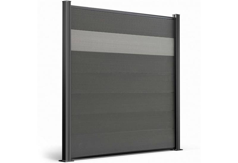 Detowood GmbH Gartenzaun Gartenzaun WPC Zaun Royal Plus Anthrazit-Steingrau Einbetonieren, (Komplettset, Komplettset inklusive Zaunpfosten und Montagezubehör), Stabile Bauweise durch Zaunpfosten aus Aluminium von Detowood GmbH