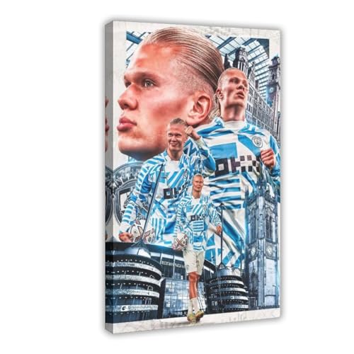 Fußball-Superstar Erling Braut Haaland Poster Leinwand Poster Schlafzimmer Dekor Sport Landschaft Büro Zimmer Dekor Geschenk Rahmenstil 20 x 30 cm von DeUyo