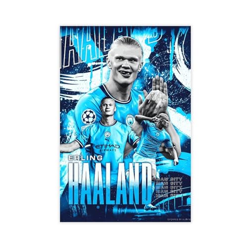 Fußball-Superstar Erling Braut Haaland Poster Leinwand Poster Schlafzimmer Dekor Sport Landschaft Büro Zimmer Dekor Geschenk ungerahmt 50 x 75 cm von DeUyo