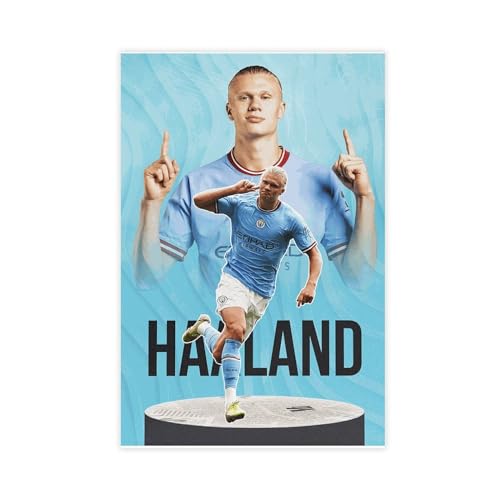 Fußball-Superstar Erling Braut Haaland Poster Leinwand Poster Schlafzimmer Dekor Sport Landschaft Büro Zimmer Dekor Geschenk ungerahmt 50 x 75 cm von DeUyo