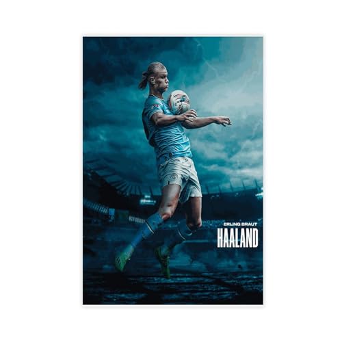 Fußball-Superstar Erling Braut Haaland Poster Leinwand Poster Schlafzimmer Dekor Sport Landschaft Büro Zimmer Dekor Geschenk ungerahmt 60 x 90 cm von DeUyo