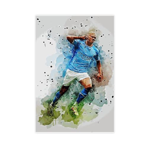 Fußball-Superstar Erling Braut Haaland Poster Leinwand Poster Wandkunst Dekor Druck Bild Gemälde für Wohnzimmer Schlafzimmer Dekoration ungerahmt 40 x 60 cm von DeUyo