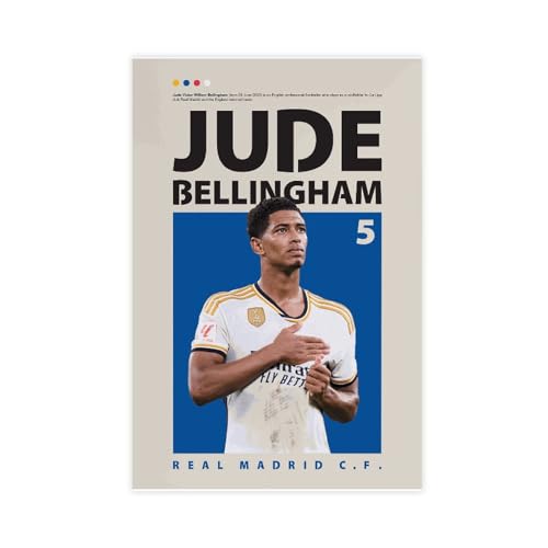 Jude Bellingham Fußball-Poster, 22 Stück, Leinwand-Poster, Wandkunst, Dekor, Bild, Gemälde für Wohnzimmer, Schlafzimmer, Dekoration, ungerahmt, 30 x 45 cm von DeUyo