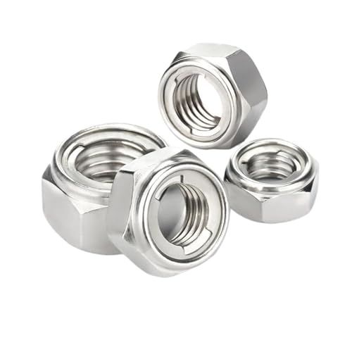 DeVow 1~10 Stück M3 M4 M5 M6 M8 M10 M12 M14 M16 M18 M20 304-A2 Edelstahl Sechskant-Metall Selbstsichernde Mutter Kontermutter DIN980 GB6184(M3-10pcs) von DeVow