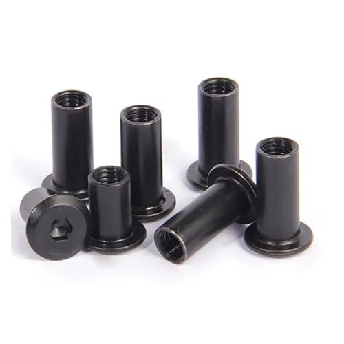 DeVow 10 Stück M3 M4 M5 M6 M8 schwarz verzinkt große flache Sechskant-Innensechskant-Nietverbinder Einsatz Gelenkhülse Kappe Kolbenmutter(M8x15mm x10pcs) von DeVow