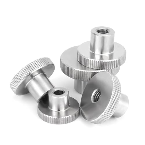 DeVow 304 Edelstahl DIN466 Rändelmuttern mit Durchgangsloch, hoher Kopf, handfest anziehen, Mutter M2 M2.5 M3 M4 M5 M6 M8 M10(M2.5x5.5x10mm 4pcs) von DeVow