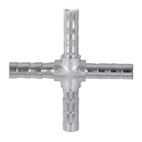 DeVow 4-25 mm 2 3 4 Wege Gerade/Winkel/T-Stück/Y/Kreuz HoseTail Barb Verchromt Messing Sanitär Fitting Anschluss Luft Wasser Gas(Cross,12MM_1 PC) von DeVow