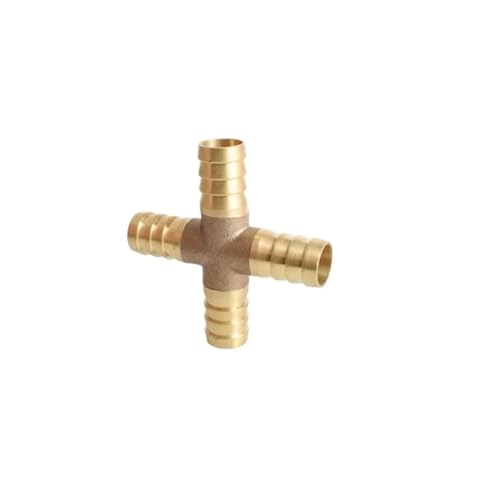 DeVow 4 5 6 8 10 12 14 16 19 25mm Schlauchanschluss Messing Hosetail Gerader Ellenbogen T-Stück Y Kreuz 2/3/4 Weg Fitting Splitter Connector Home Garden(Cross,6MM_5 PCS) von DeVow