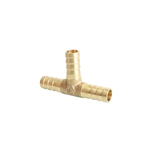 DeVow 4 5 6 8 10 12 14 16 19 25mm Schlauchanschluss Messing Hosetail Gerader Ellenbogen T-Stück Y Kreuz 2/3/4 Weg Fitting Splitter Connector Home Garden(Tee,12MM_1 PC) von DeVow