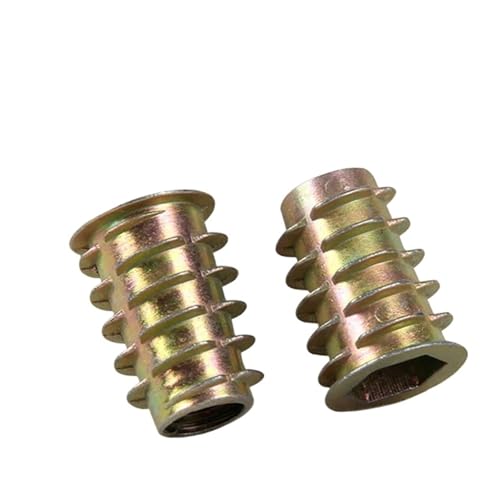 DeVow 50 teile/los M4 M5 M6 M8 M10 Zink-legierung Gewinde for Holz Einsatz Mutter Flansch Hex Stick Kopf Möbel Muttern(M4x10mm x50) von DeVow