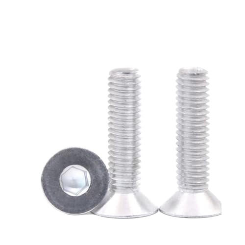 DeVow 6063# Aluminium M2 M3 M4 M5 M6 M8 Sechskant-Innensechskant-Senkkopfschraube Flachkopf-Inbusschrauben DIN7991(M2.0x4mm (100pcs)) von DeVow