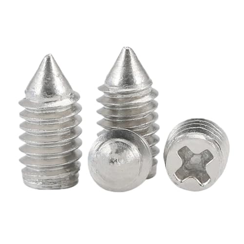 DeVow Kreuzschlitz-Gewindestift mit Kegelspitze, 304 Edelstahl, M2, M2,5, M3, M4, konische Kopfschrauben(M2.5x10mm) von DeVow