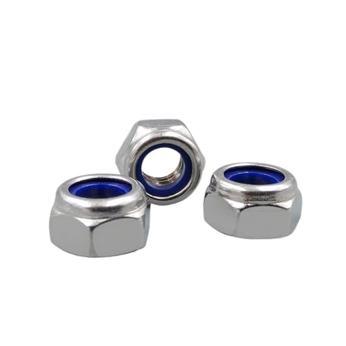 DeVow Linksgewinde DIN985 Selbstsichernde Mutter M4 M5 M6 M8 M10 M12 M14 M16 Edelstahl A2 Nylock SUS 304 Verriegelung(M6x1.0 (40pcs)) von DeVow
