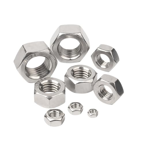 DeVow M1 M1.2 M1.4 M1.6 M2 M2.5 M3 M3.5 M4 M5 M6 M8 M10 M12 M16 M20 M24 DIN934 304 Edelstahl Schwarz Carbon Stahl Hex Hexagon Mutter(304 Stainless Steel,M1.4 x50pcs) von DeVow