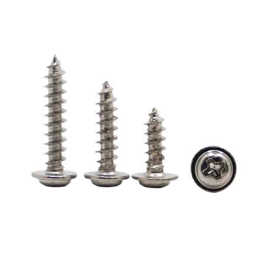 DeVow M1.2 M1.4 M1.7 M2 M2.3 M2.6 M3 M3.5 M4 PWA vernickelte selbstschneidende Kreuzschlitzschraube mit Rundkopf und Pad-Linsenkopf-Blechschrauben(6mm,M1.7 100pcs) von DeVow