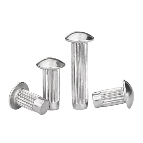 DeVow M2 M2.5 M3 M4 M5 A2-70 304 Edelstahl Halbknopf Rundkopf Rändelschaft Vollniete GB827(6mm,M2.5(50Pcs)) von DeVow