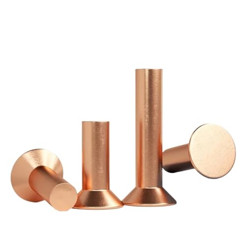 DeVow M2 M2.5 M3 M4 M5 M6 M8 Massive Kupfernieten Senkkopf Selbststopfende Niete GB869 Flachkopf-Kupfernieten(12mm,M4(10Pcs)) von DeVow