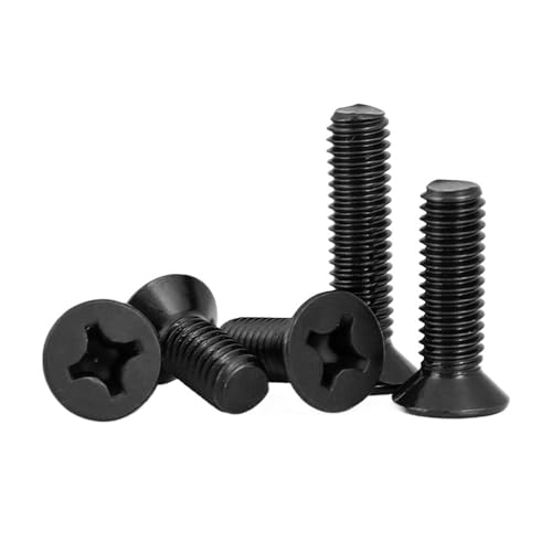 DeVow M2 M2.5 M3 M4 M5 M6 Schwarz 304 Edelstahl Kreuzschlitz Flach Senkkopf Schraube Bolzen Gewindelänge 3-50mm(35mm,M6(5Pcs)) von DeVow