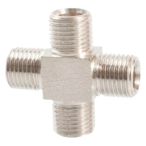 DeVow M8 M10 M12 M14 M16 Pitch 1mm Metrisches Außengewinde 4 Wege Vernickeltes Messing Rohrverschraubung Anschlusskupplung Wasser Gas Öl(M12x1mm) von DeVow