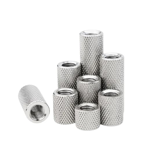 DeVow Runde Rändelkupplungsmutter M2 .5 M3 M4 M5 M6 M8 M10 M12 M14 M16 304 Edelstahl Verlängern Verlängerung Daumen Festziehen Schraubenmuttern(Length 8mm,ID3xOD6mm(10pcs)) von DeVow