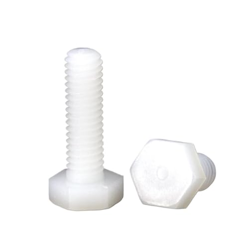 DeVow Schwarz/Weiß Nylon Sechskantschraube Kunststoff Isolierte Schraube M3 M4 M5 M6 M8 M10 M12(White,M6x45 (20pcs)) von DeVow
